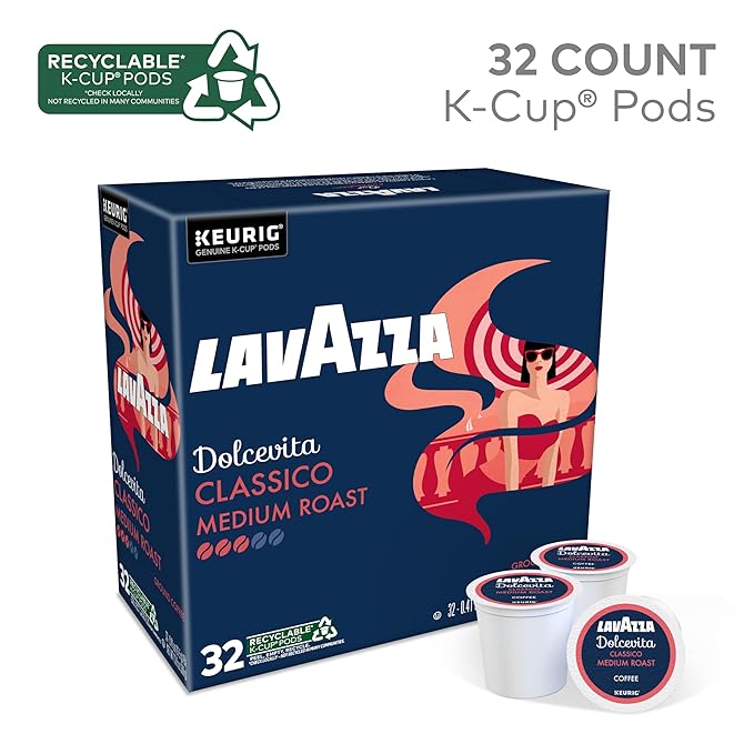 Lavazza Classico Single-Serve Coffee K-Cups for Keurig Brewer, 32 Count