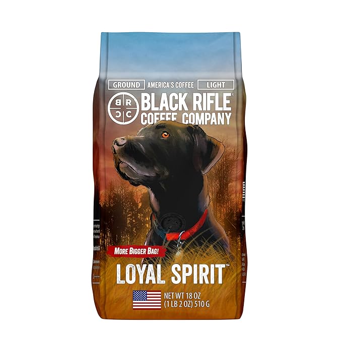 Black Rifle Coffee Company Ground Coffee Light Roast - Roasted Blend Made from Pure Arabica Beans - Colombian & Brazilian Beans - Veteran Founded & American Made (Loyal Spirit, 18oz Bag)