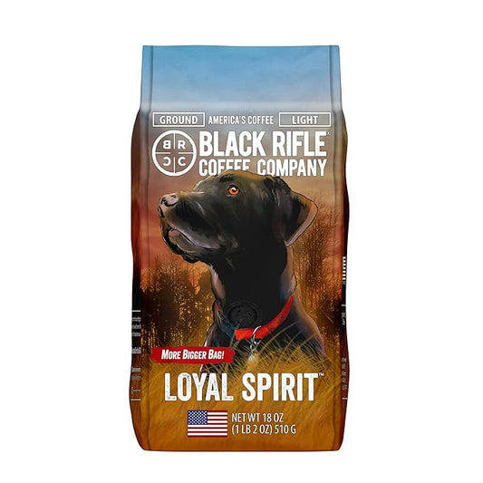Black Rifle Coffee Company Ground Coffee Light Roast - Roasted Blend Made from Pure Arabica Beans - Colombian & Brazilian Beans - Veteran Founded & American Made (Loyal Spirit, 18oz Bag)