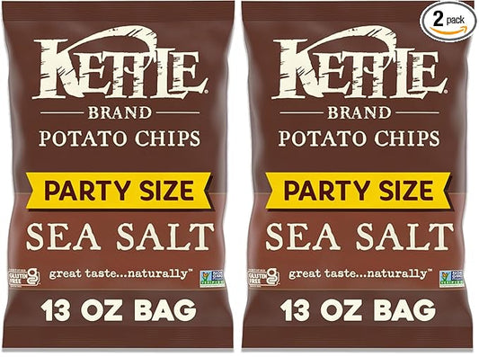 Kettle Brand Potato Chips, Sea Salt Kettle Chips, 13 Oz (Pack of 2)