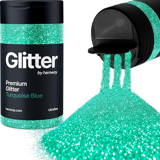 Hemway Premium Glitter Shaker - Turquoise Blue | 130g Ultrafine Metallic Flake Sequins for Resin & Epoxy Crafts | Craft Supplies for Tumblers, Festival, Art