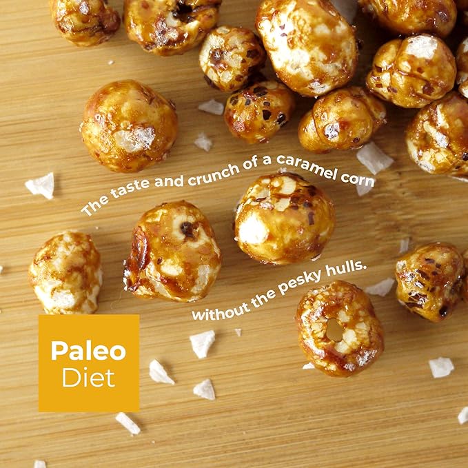Salted Caramel Lily Puffs, AIP Foods and Paleo Snacks, Paleo Puffs Made of Water Lily Seeds, Caramel Corn-Like Healthy Snacks with No Refined Sugar, 56 g - Sweet Apricity