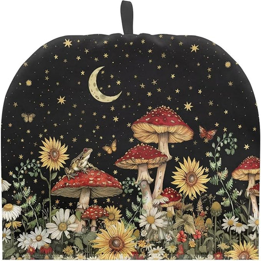 Mushrooms Moon Tea Cozy for Teapot Christmas Tea Cosy Dome Teapot Cover with Handle Dust Cover Kitchen Kettle Dust Cover Can Hung and Folded Decorative Kitchen for Easter竊뉰lack竊?"<div>