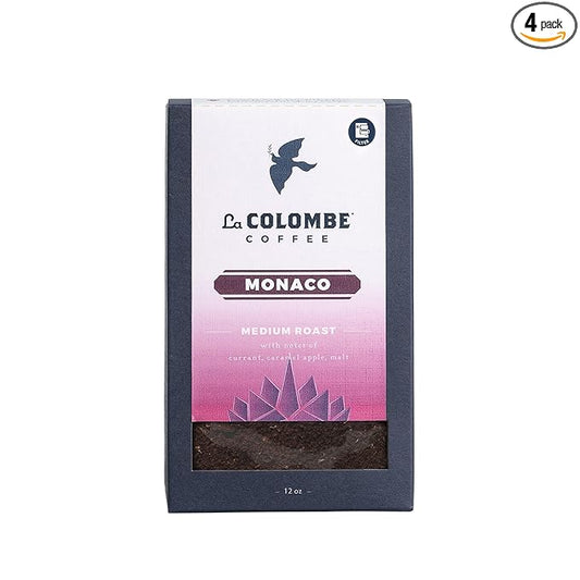 La Colombe Monaco Medium Roast Drip Grind Ground Coffee - Notes of Milk Chocolate, Graham Cracker, Black Cherry, 12 Ounce (Pack of 4)