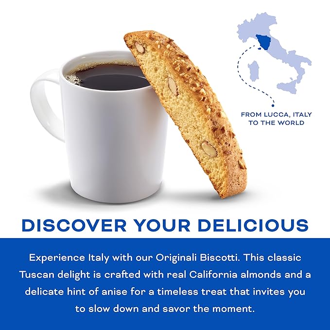 Nonni's Originali Classic Almond Biscotti Cookies ??Individually Wrapped Italian Coffee Snack, Crunchy Twice-Baked, 80 Cal Each, 17.25 oz Carton