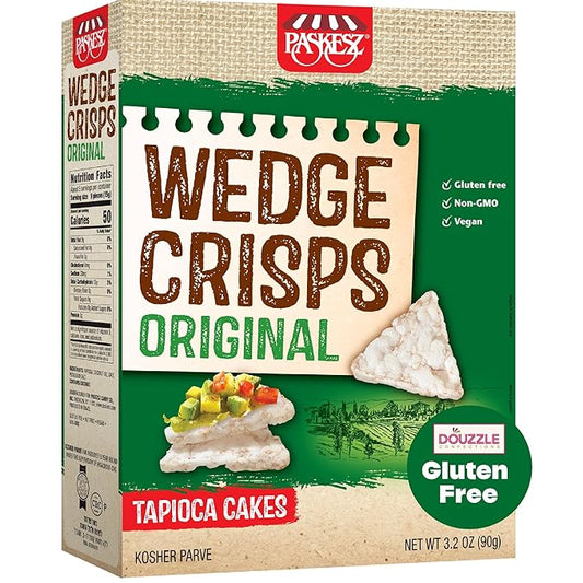 DOUzzle Gluten Free Crackers, Wedge Crisps Original Tapioca Cakes, Rice & Corn Cake Alternative (1 Pack) Non GMO, Vegan Snack - Non Gebrokts, Kosher for Passover Food