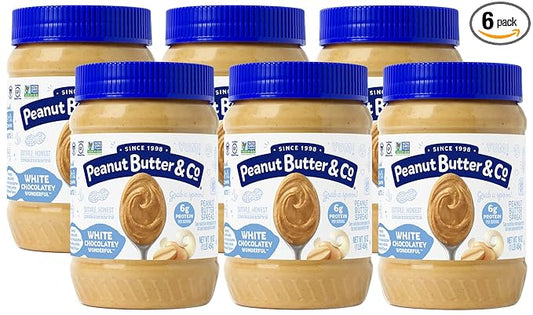 Peanut Butter & Co. White Chocolatey Wonderful Peanut Butter, Non-GMO Project Verified, Gluten Free, Vegan, 16 Ounce (Pack of 6)