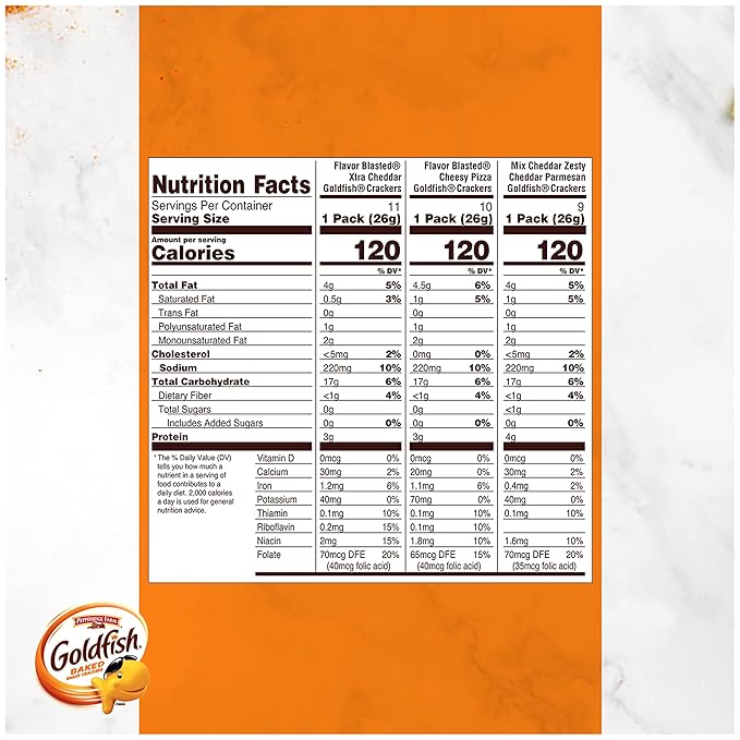 Goldfish Bold Mix Variety Pack Snack Crackers, 1 oz Snack Packs, 30 Ct Box (Pack of 2)