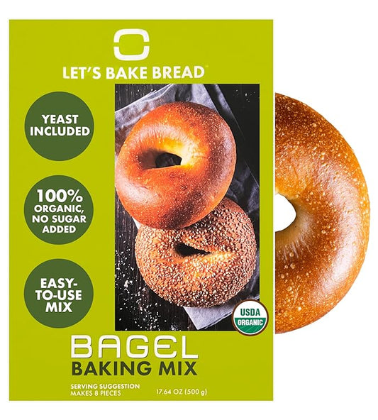 Let???Bake Bread Organic Bagel Baking Mix - Makes Chewy, Golden Bagels at Home - USDA Organic, Non-GMO, No Additives, Easy Home Baking, Artisan-Style Bagels - 17.64 oz (1 Pack)
