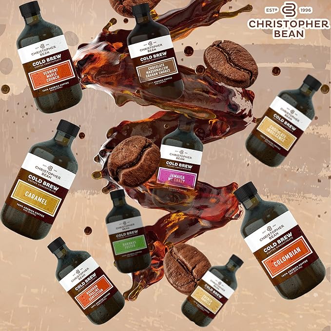 Christopher Bean Coffee - Certified Kosher - French Roast Coffee Concentrate, Unsweetened Cold Brew & Iced Distillate Liquid Java. Hand Crafted Concentrated 100% Arabica, Pure Coffee Bean Extract 8-Ounce Bottle, 40 Servings