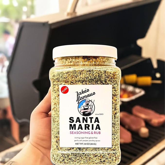 Jake's Famous Santa Maria Seasoning 30 Oz Tri Tip, Pork, Chicken, BBQ Rub, Grill Seasoning, Chicken Dry Rub, Sugar Free, Gluten Free, Traditional Style, (1.87 Pounds)