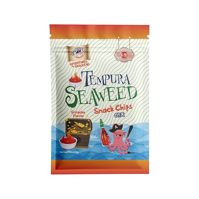 Japanese Tempura Seaweed Chips, Noriten ??Sriracha Flavor | 5.29oz | Made in Japan by Swashbuckle Snacks
