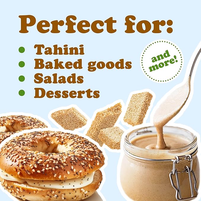 Food to Live - Hulled Sesame Seeds, 4 Pounds Whole Raw White Sesame Seeds, Kosher and Vegan, Unroasted, Bulk Sesame. High in Magnesium, Iron, and Calcium.