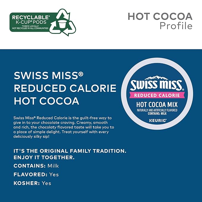 Swiss Miss Sensible Sweets Light Hot Cocoa, Keurig Single-Serve Hot Chocolate K-Cup Pods, 96 Count