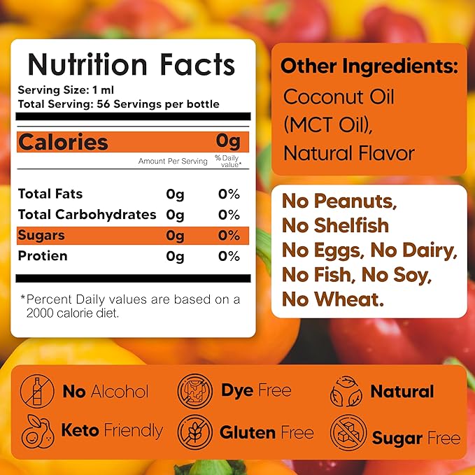 Dolce Flav Natural Habanero Extract (Oil-Soluble) 8 oz ??Kosher, Sugar-Free, Concentrated Spicy Habanero Flavoring for Savory Dishes, Sauces & Confections, Includes Measured Dropper