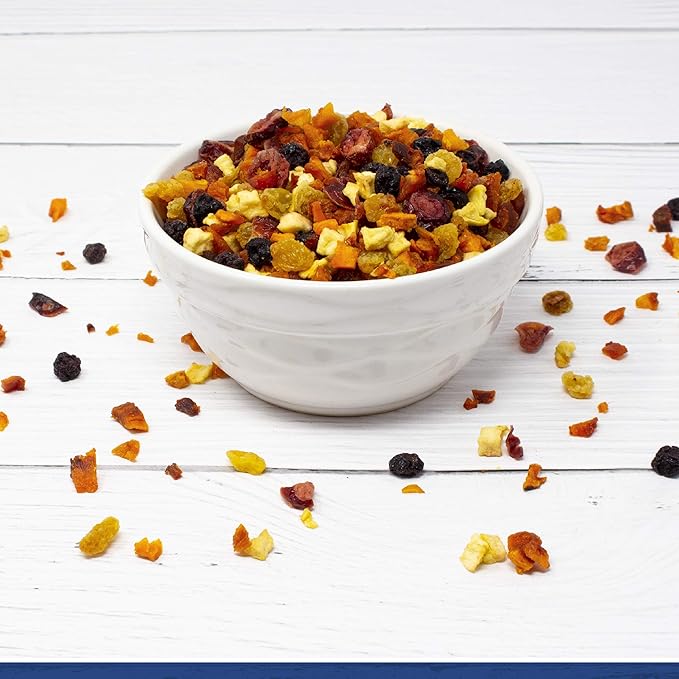 Traina Home Grown All American Sun Dried Fruit Blend - Diced Peaches, Cranberries, Blueberries, Apples, Golden Raisins, Non GMO, Gluten Free, Packed in Resealable Pouch (2 lbs)