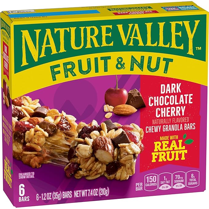 Nature Valley Fruit and Nut Granola Bars, Dark Chocolate Cherry, 6 ct, 7.4 OZ