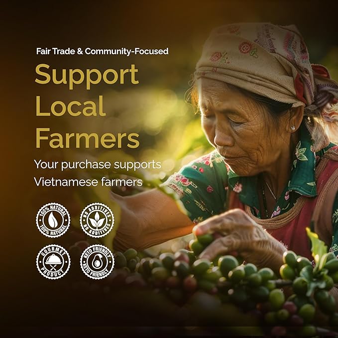 Birdee Robusta Coffee Beans ??16 oz, Medium Roast, Whole Bean, 100% Robusta, Low Acid, High Caffeine, Single Origin, Fine Robusta Standard, Hand Picked from Vietnam