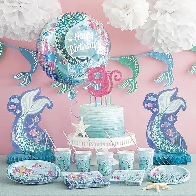 1 Pack Cat Cake Topper 8th Birthday Cake Pick Glitter Cute Pet Cat Cake Decoration for Baby Shower Kids Eight Birthday Wedding Party Cake Decorations Supplies Pink
