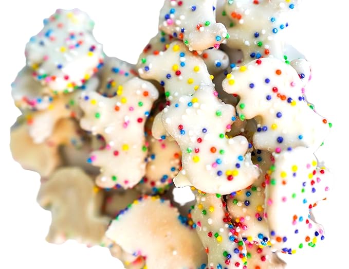 Yogurt Coated Animal Crackers - 1 lb of Fresh Gourmet Sweet Creamy Covered Dipped Animal Crackers with Rainbow Non Pareil Beads in Resealable Bag