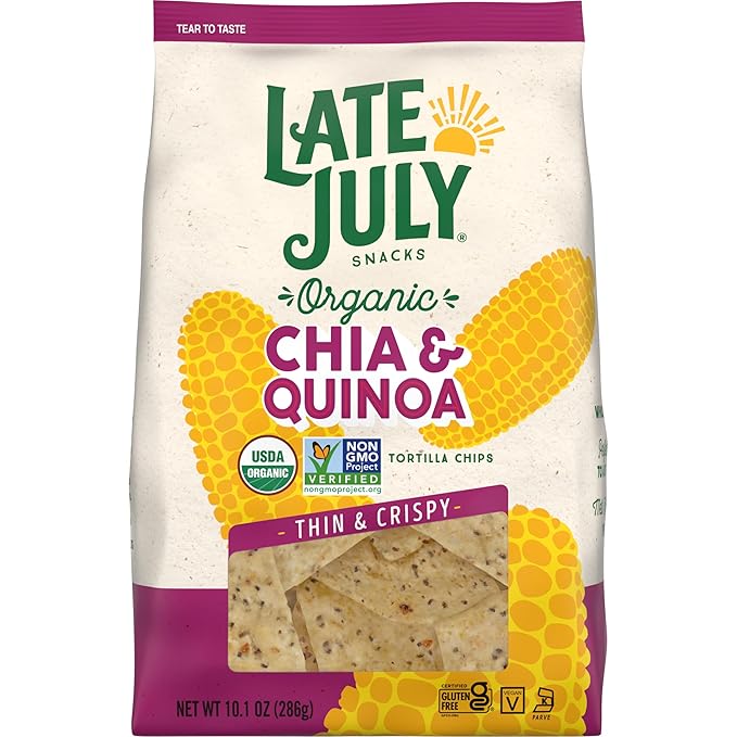 Late July Chia & Quinoa Organic Tortilla Chips, 10.1 Oz Bag