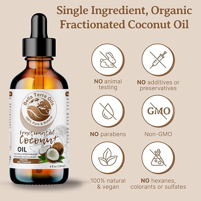 Bella Terra Oils Fractionated Coconut Oil (MCT Oil) ??1gallon, Deeply Hydrating and Nourishing, Non-Greasy, For Hair & Skin