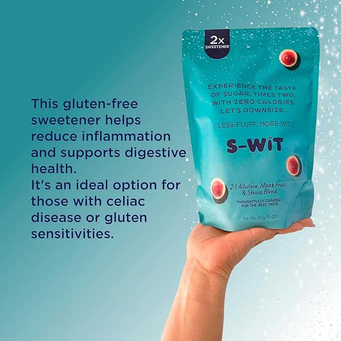 S-wit - Allulose, Monk Fruit & Stevia Blend, 2X Sugar Replacement, Natural Sweetener, Zero-Calorie, Keto-Friendly, Diabetic-Friendly, Perfect for Baking, Coffee, Tea, and Everyday Use, Sugar-Free (Single Pack, Allulose, Monk Fruit & Stevia Blend)