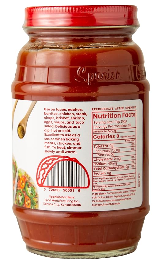 Spanish Gardens Taco Sauce (6 Pack) ??Hot Taco Sauce for Authentic Mexican Food ??Original Family Recipe, Spicy Sauce for Tex Mex Food (11.5 oz)