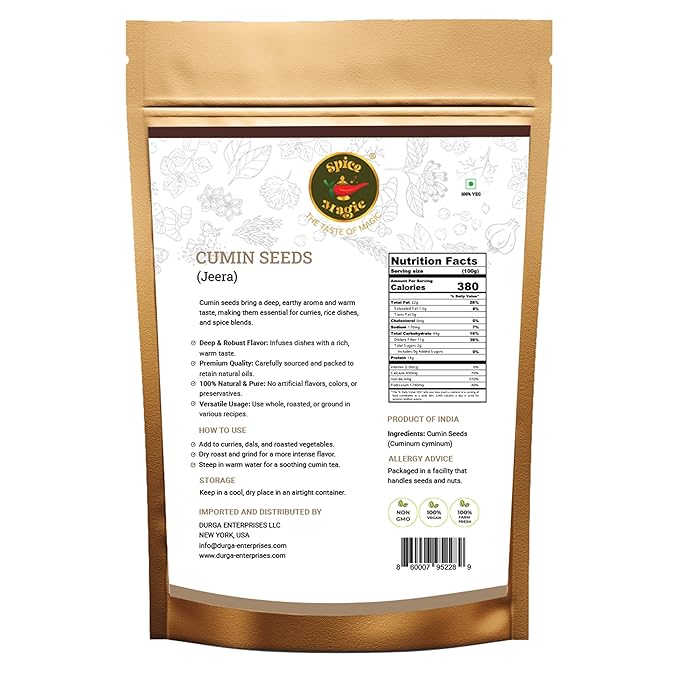 Spice Magic Cumin Seeds I 7 Oz (200 g) I Jeera Whole Cumin Seeds I 100% Fresh & Aromatic I Non-GMO I Premium Quality for Cooking and Seasoning I Indian Spices