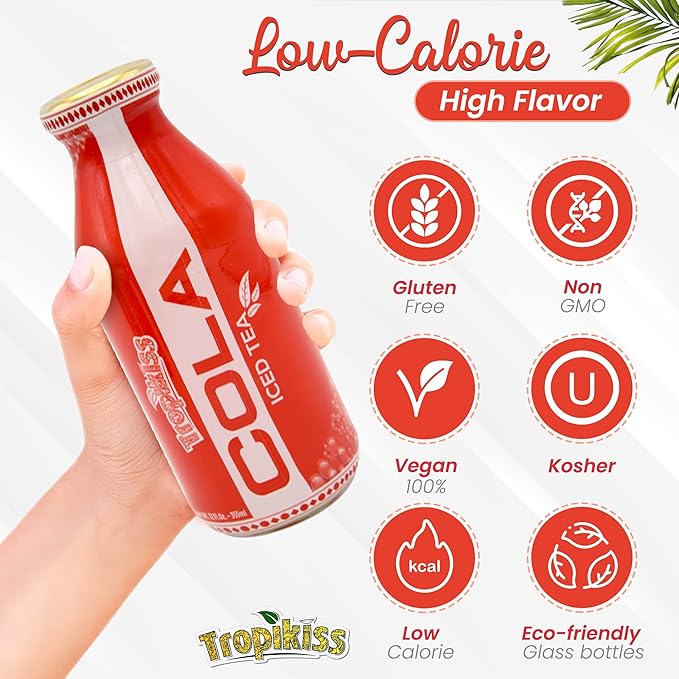 Tropikiss 12-Pack Cola Iced Tea – Antioxidant-Rich Refreshing Drink | Natural Bottled Ice Tea | Healthy & Flavorful Beverage