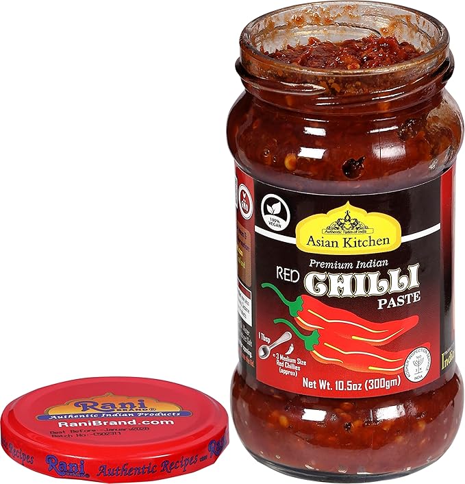 Asian Kitchen Red Chilli Cooking Paste 10.58oz (300g) Glass Jar ~ Vegan | Gluten Free | NON-GMO | No Colors | Indian Origin