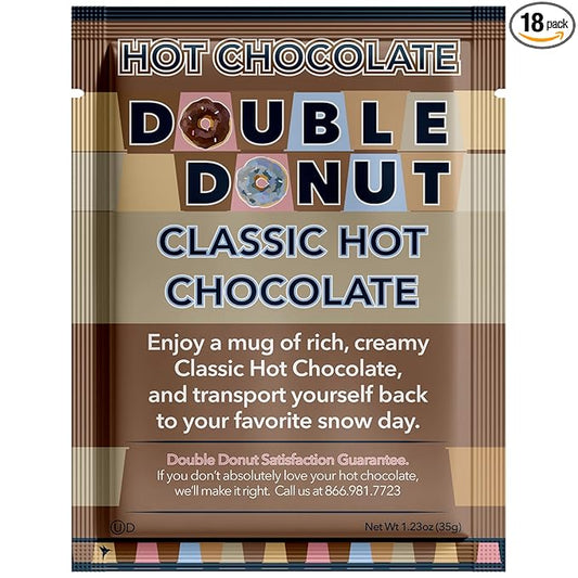 Double Donut Hot Chocolate, Classic Hot Chocolate, Hot Chocolate Packets, Hot Cocoa Mix, 18 Count