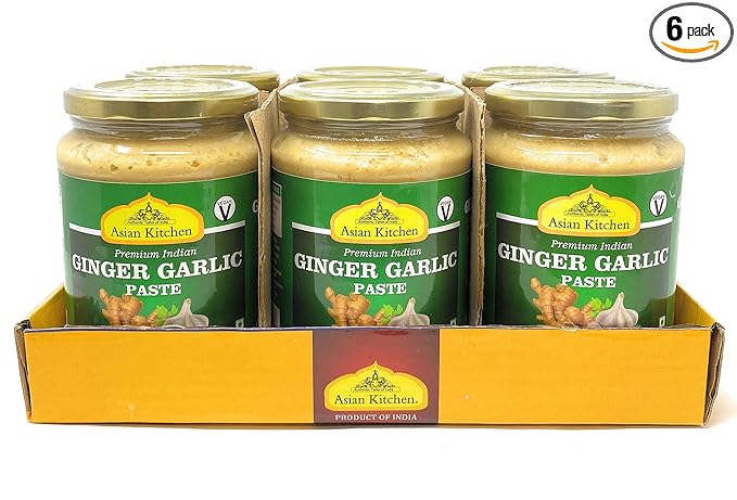 Asian Kitchen Ginger Garlic Cooking Paste 26.5oz (750g) Glass Jar, Pack of 5+1 FREE ~ Vegan | Gluten Free | NON-GMO | No Colors | Indian Origin