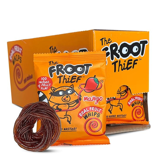 The FROOT Thief Real Fruit Snack Whips, Mango, Nut Free, Perfect for School Lunches and Snacks, Individual Bags Kids Snacks, 24 Pack
