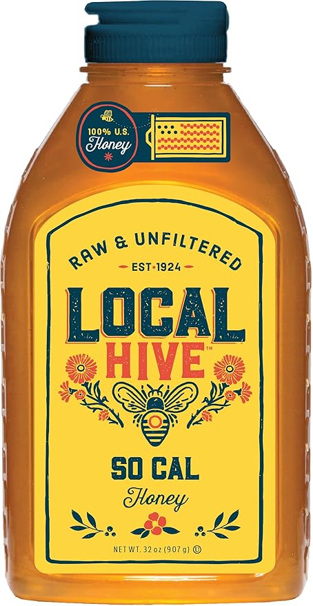Local Hive Southern California Raw Unfiltered Honey – 32 oz, 100% Pure US Honey, Sourced from American Bees and Beekeepers - Natural Sweetener, Ideal for Tea, Baking, and Cooking