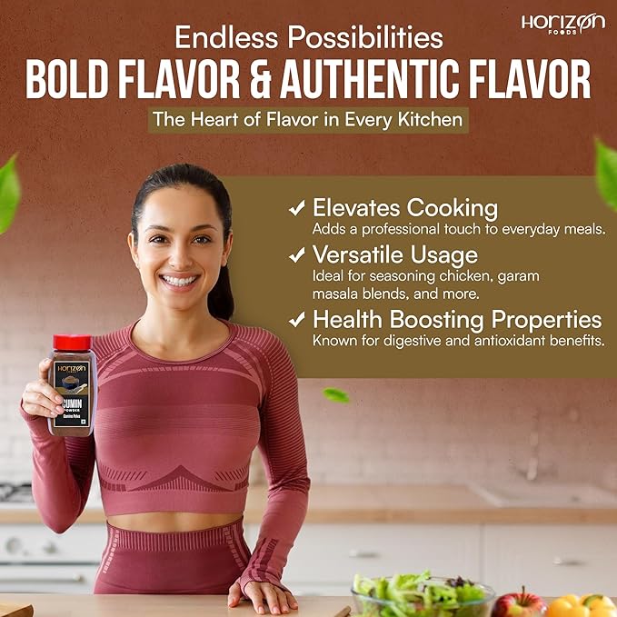 Horizon Foods Premium Red Chili Powder - 200g Indian Spice Blend for Tikka Masala Sauce, Mexican Oregano & Mixed Vegetables. Perfect Seasoning with Guajillo Chiles & Ancho Chili Flakes in Your Indian Spice Box (100g, Ground Cumin Powder)
