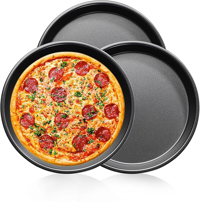 7 inch Pizza pan of 3 Stainless Steel Pizza Plates Non Stick Bakeware Sets Pizza Baking pans Set plates for making cuban pizza