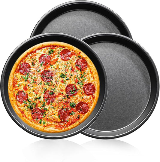 7 inch Pizza pan of 3 Stainless Steel Pizza Plates Non Stick Bakeware Sets Pizza Baking pans Set plates for making cuban pizza