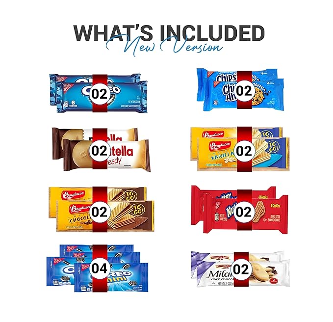 Cookies Variety Pack - Individually Wrapped Assortment, Sampler Bulk Care Package - Cookie Bundle, Office, 32 Count, Office and Kids Cookies