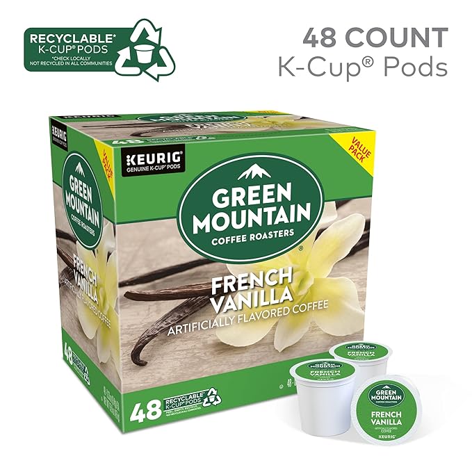 Green Mountain Coffee Roasters French Vanilla Coffee, Keurig Single-Serve K-Cup Pods, Light Roast, 48 Count