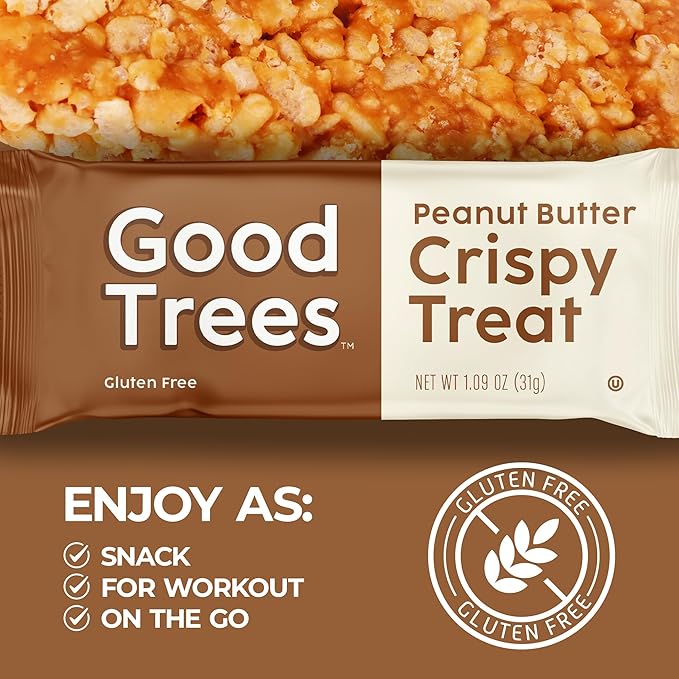Good trees Rice Crispy Treats, Gluten-Free Snack Bars with Peanut Butter 12 Count