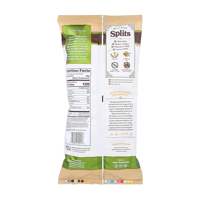 Unique Snacks Multi-Grain Splits, Delicious, Vegan, Homestyle Baked, Certified OU Kosher and Non-GMO, 11 Ounce Bag (Pack of 3)