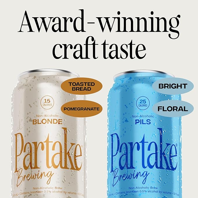 Partake Brewing Craft Non Alcoholic Beer, Variety Pack x 12 Fl Oz Cans - Low Calorie & Carb, No Sugar, All Natural Ingredients - Award-Winning Taste, Non Alcoholic Beer Without the Empty Calories