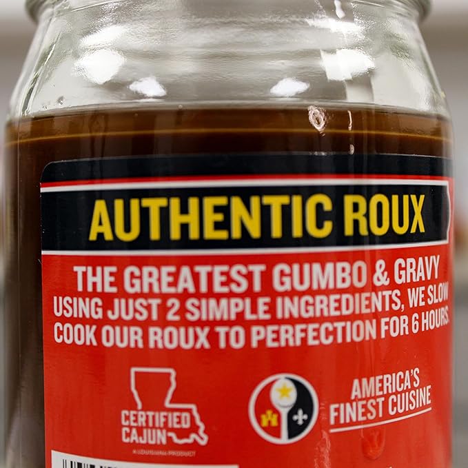 Ragin' Cajun Authentic Roux - 16 oz Jar, No MSG - Louisiana Cajun Base for Gumbo, Stews & Gravies, Easy to Use