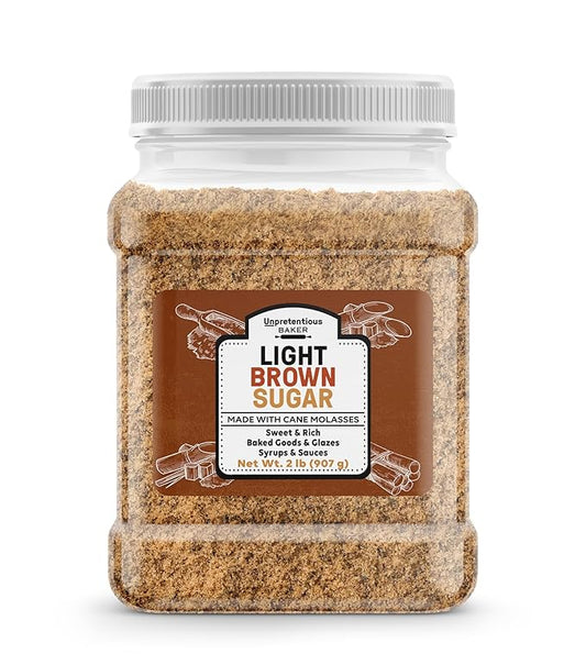 Unpretentious Light Brown Sugar, 2 lb, Made With Cane Molasses, Perfect For Desserts, Meat & Fruit