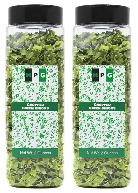 NPG Freeze Dried Chopped Green Onions 2 Oz (Pack of 2), All Natural Non-GMO Gluten Free, Dried Scallions, Gourmet Spring Onions for Cooking, Salads, Garnish