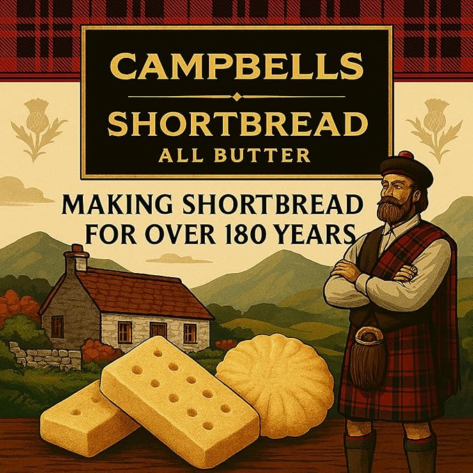 Campbells Shortbread Reserve Collection Carton 7.4 Oz (210g) - Scottish All-Butter Shortbread Cookies from Scotland, Chocolate Chip & Assorted Variety, Gourmet British Tea Biscuits & Gift Box