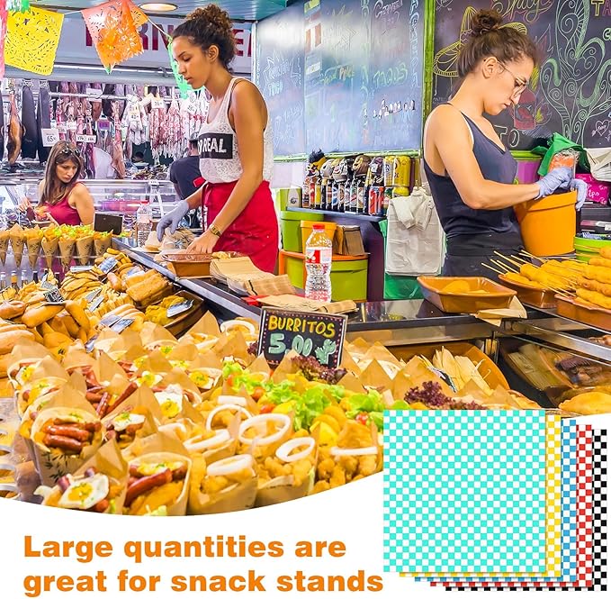 Sieral 5000 Sheets Sandwich Wrap Sheet 12 x 12 Inch Wax Paper Bulk Fast Food Basket Liners Disposable Parchment Paper Grease Resistant for Party Restaurant Wrapping(Colorful)