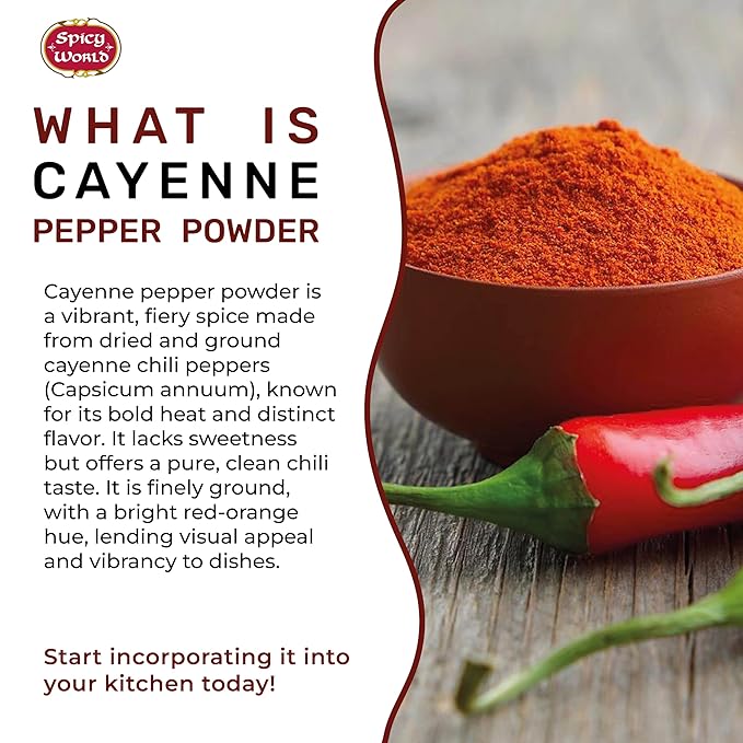 Spicy World Hot Cayenne Pepper Powder Bulk 5 LBS Jar - Red Ground Pepper 50,000 SHU Heat Unit - Gluten Free All Natural Red Pepper- Freshly Packed In USA, For Commercial & Home Use