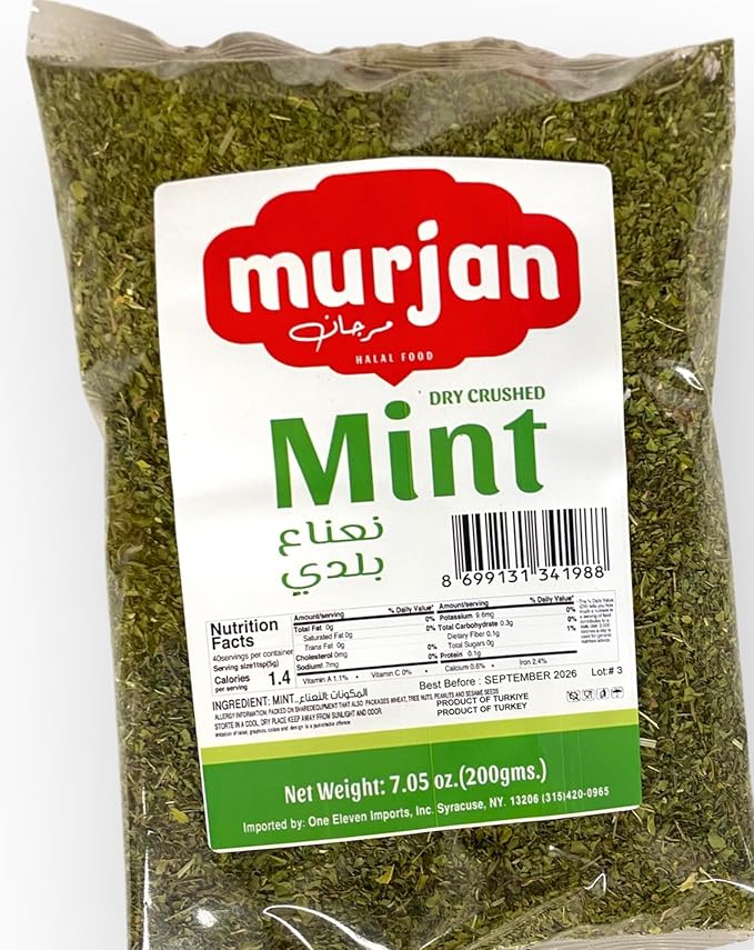 Murjan, Extra cleanPremium Dry Crushed Turkish Mint Leaves 7 oz Dried Mint Leaf, 7 Ounces